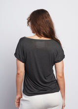 Load image into Gallery viewer, Anthracite Roll Sleeve V Neck - Haven Collective
